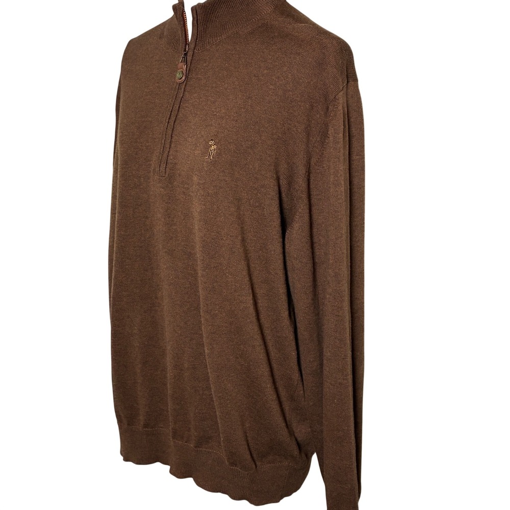 Southern Casanova Quarter Zip Sweater Brown Italian Cotton Knit Mens Large